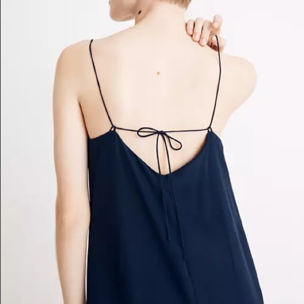 Madewell silk tie-back slip dress navy - Picture 3 of 8